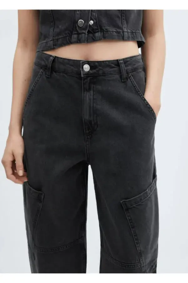 Джинсы-карго с заниженной талией и свободным кроем - 8