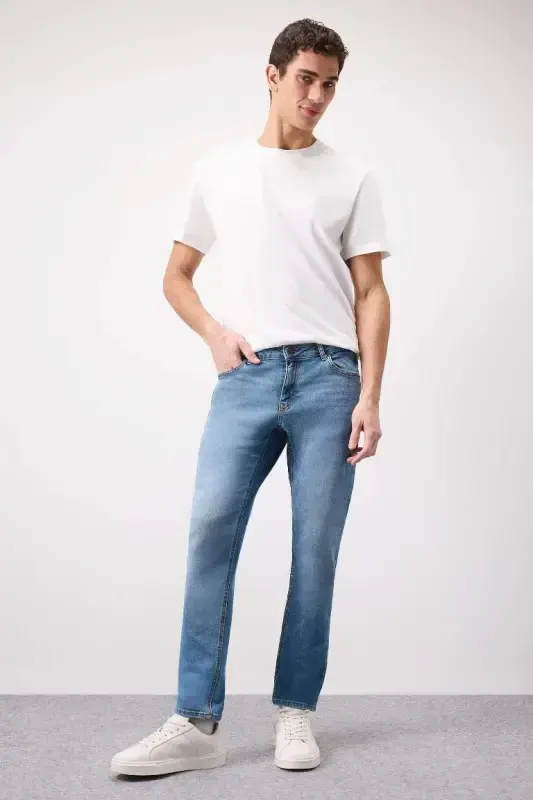 Джинсы Pedro Slim Fit узкого кроя с зауженными штанинами, обычная посадка, мятно-синий - 3