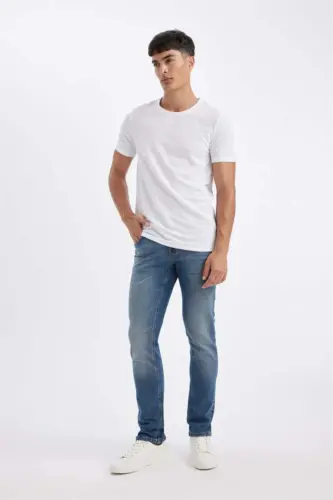 Джинсы Pedro Slim Fit узкого кроя с зауженными штанинами, обычная посадка, мятно-синий - 3