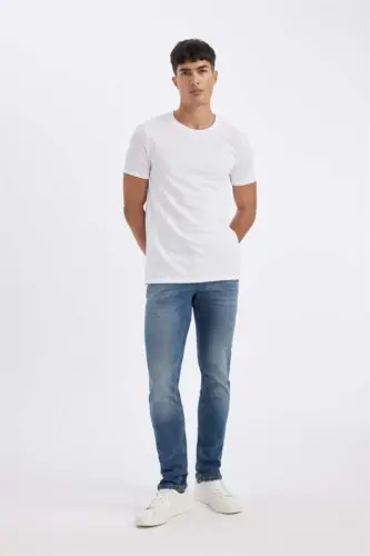 Джинсы Pedro Slim Fit узкого кроя с зауженными штанинами, обычная посадка, мятно-синий - 4