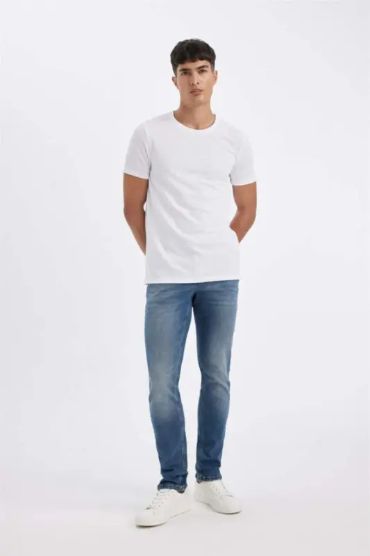 Джинсы Pedro Slim Fit узкого кроя с зауженными штанинами, обычная посадка, мятно-синий - 4