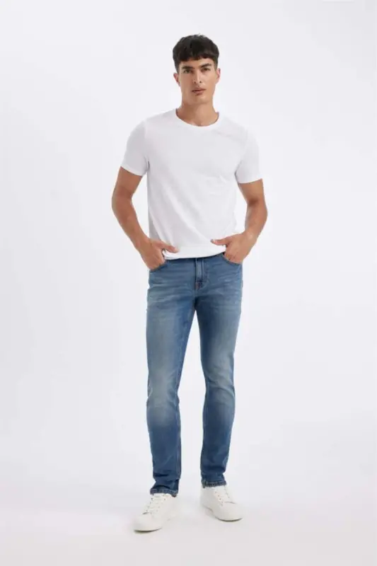 Джинсы Pedro Slim Fit узкого кроя с зауженными штанинами, обычная посадка, мятно-синий - 5