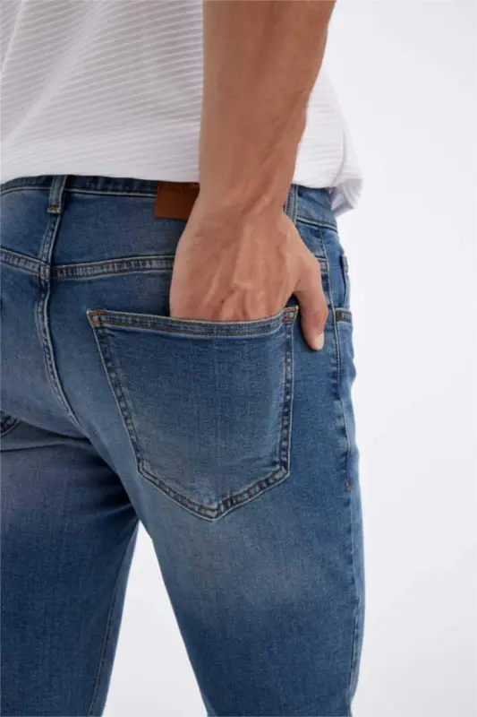 Джинсы Pedro Slim Fit узкого кроя с зауженными штанинами, обычная посадка, мятно-синий - 7