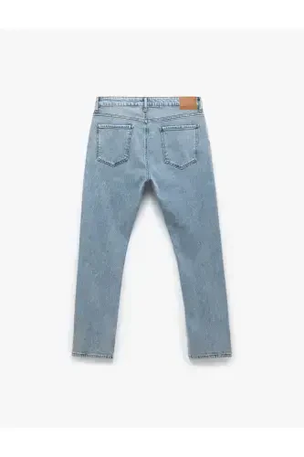 Джинсы прямые из хлопкового денима с пуговицами, стандартной посадки. - 5