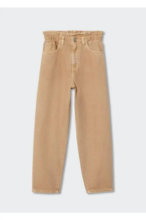 Джинсы с бумажной талией с укороченными штанинами - 2