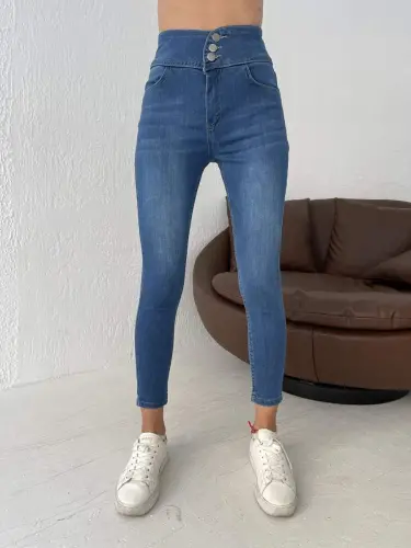 Джинсы с высокой талией и лайкрой, 90 см - 9