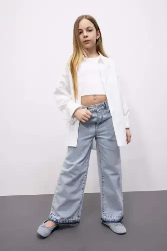 Джинсы широкого кроя для девочек B9818a824sp - DEFACTO (1)