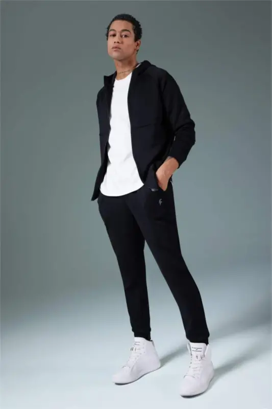 Джоггеры DeFactoFit Slim Fit с двумя карманами, стандартный крой, из ткани для подводного плавания, черный - 3