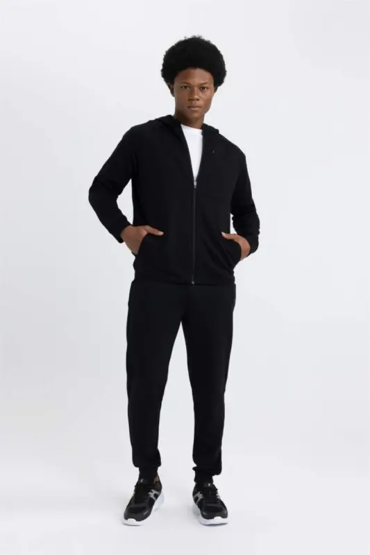 Джоггеры DeFactoFit Slim Fit с двумя карманами, стандартный крой, из ткани для подводного плавания, черный - 5