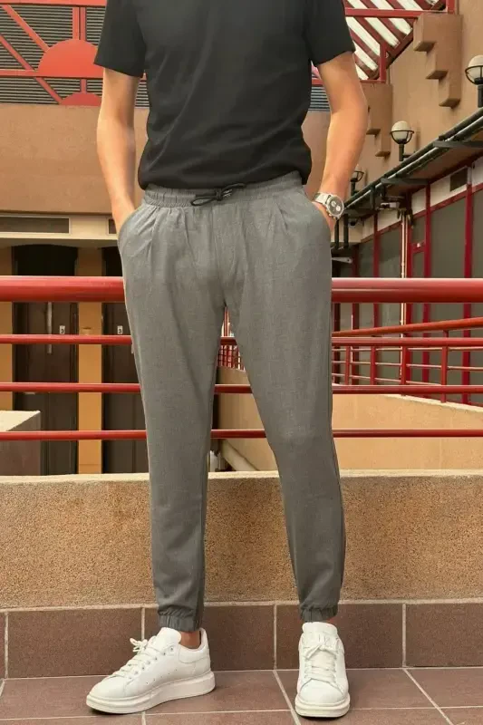 Джоггеры Slim Fit, Old Money Culture, Эластичные, Складки, Эластичный пояс и манжеты, 24INP199D - INPOOL