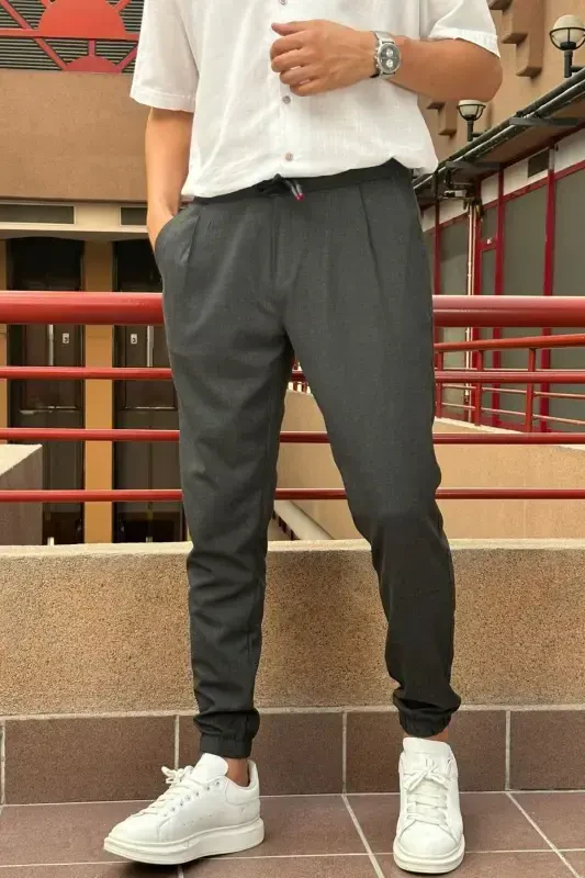 Джоггеры Slim Fit, Old Money Culture, Эластичные, Складки, Резинка на поясе и штанинах 24INP199D - 3