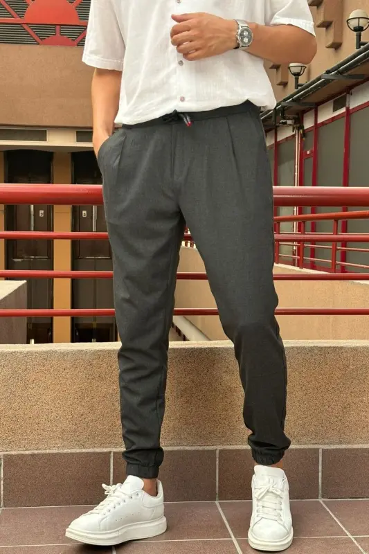 Джоггеры Slim Fit, Old Money Culture, Эластичные, Складки, Резинка на поясе и штанинах 24INP199D - 4