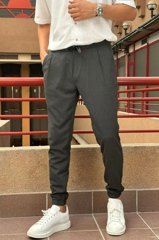Джоггеры Slim Fit, Old Money Culture, Эластичные, Складки, Резинка на поясе и штанинах 24INP199D - 6