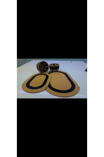 Джутовый 2-х местный набор для ванной + 1 органайзер - JUTE CRAFT