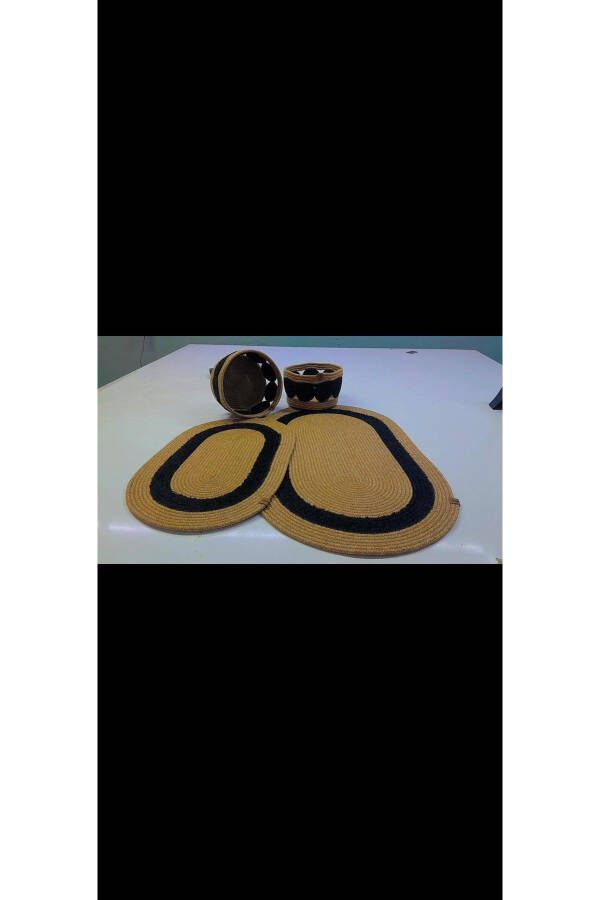 Джутовый 2-х местный набор для ванной + 1 органайзер - 1