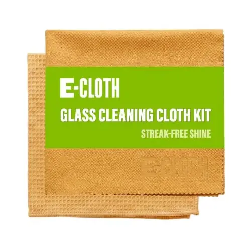 E-Cloth Microfiber Window Cleaning Cloth Kit - Glass Cleaning Cloth for Windows, Mirrors, Cars, Lenses, Eyeglasses, & More, Streak Free Clean, Machine Washable Reusable Towel - Tangerine Orange - 1