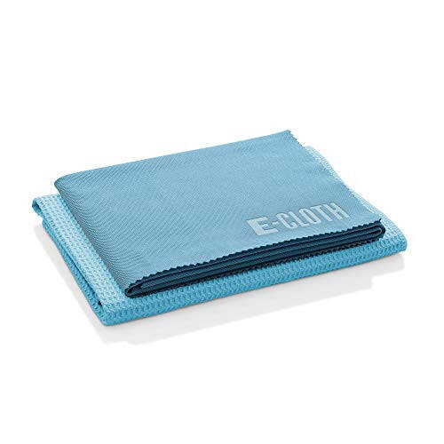 E-Cloth Oyna Tozalash Mato - Oyna va Shisha Tozalash Mato, Dush Tozalash Mato Kit, Shisha Sochiqlari, Tolalar Yo'q Sochiqlar, Derazalar uchun Mikrofiber Sochiq, Avtomobil oynasi, Ko'zgular - Alyaska Moviy - 1