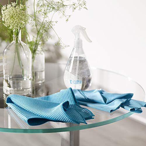 E-Cloth Oyna Tozalash Mato - Oyna va Shisha Tozalash Mato, Dush Tozalash Mato Kit, Shisha Sochiqlari, Tolalar Yo'q Sochiqlar, Derazalar uchun Mikrofiber Sochiq, Avtomobil oynasi, Ko'zgular - Alyaska Moviy - 4