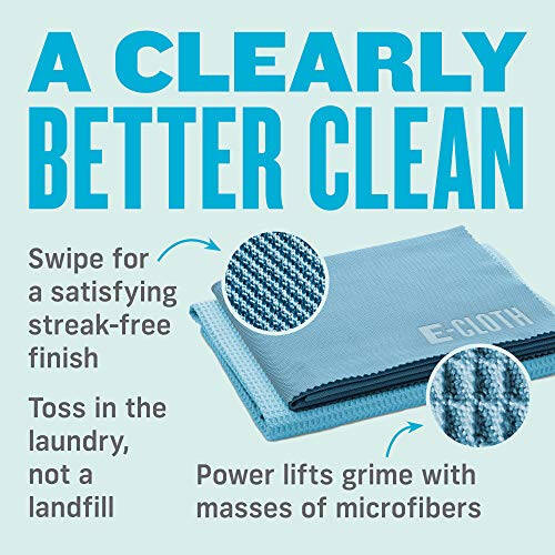 E-Cloth Oyna Tozalash Mato - Oyna va Shisha Tozalash Mato, Dush Tozalash Mato Kit, Shisha Sochiqlari, Tolalar Yo'q Sochiqlar, Derazalar uchun Mikrofiber Sochiq, Avtomobil oynasi, Ko'zgular - Alyaska Moviy - 5