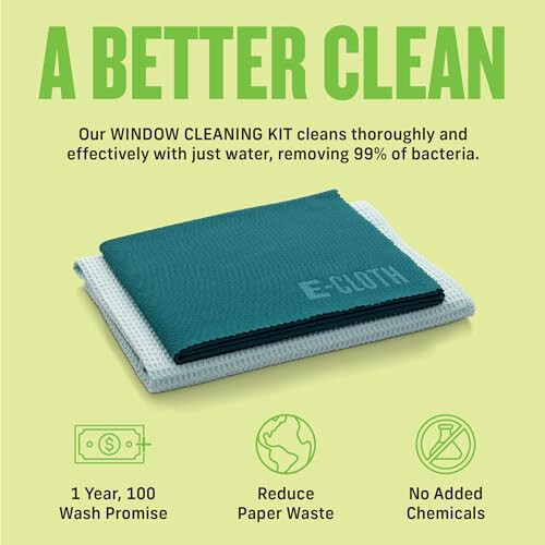 E-Cloth oynalarni tozalash matosi - oyna va shisha tozalash matosi, dush tozalash vositasi to'plami, shisha sochiqlari, paxta tolasi bo'lmagan sochiqlar, oynalar uchun mikrofiber sochiq, avtomobil old oynasi, oynalar - qishki yashil - 4