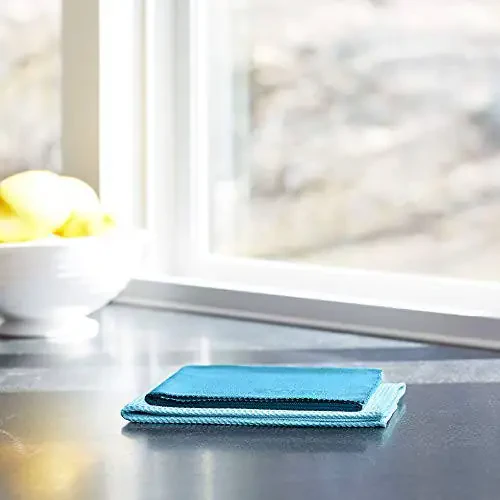 E-Cloth Microfiber Cleaning Cloth Glass Kit - Microfiber Towel Window Cleaning Kit - Microfiber Towels for Cars, Windows, Mirrors, & More - Alaskan Blue - 3