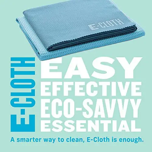 E-Cloth Microfiber Cleaning Cloth Glass Kit - Microfiber Towel Window Cleaning Kit - Microfiber Towels for Cars, Windows, Mirrors, & More - Alaskan Blue - 6