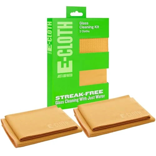 E-Cloth 2-Pack Window Cleaning Cloth - Streak-Free Glass & Mirror Cleaning Kit with Just Water, Glass Cleaning Cloth, Microfiber Towel Kit for Windows, Car Windshield, Mirrors - Tangerine Orange - E-Cloth
