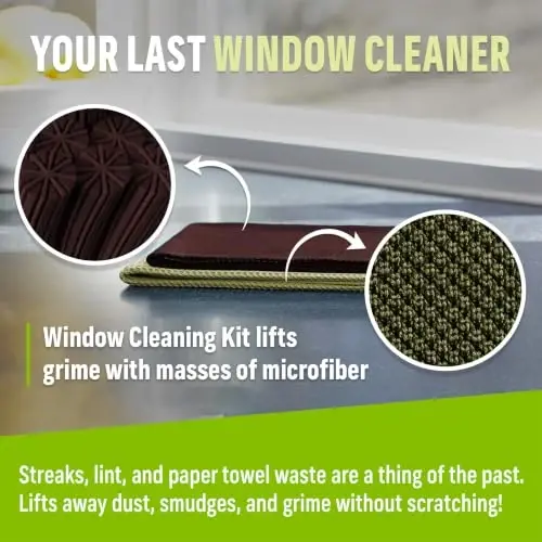 E-Cloth Window and Glass Cleaner Kit, Just Add Water - 1 Kit | Chemical-Free Cleaning - Reusable & Machine Washable Towel, Versatile Use for Mirrors, Cars, & Lenses, Dark Oak - 5