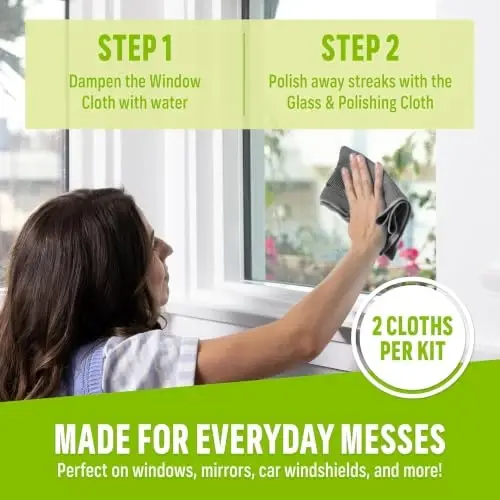 E-Cloth Window and Glass Cleaner Kit, Just Add Water - 1 Kit | Chemical-Free Cleaning - Reusable & Machine Washable Towel, Versatile Use for Mirrors, Cars, & Lenses, Gray - E-CLOTH (1)