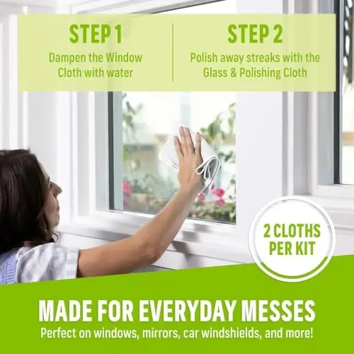 E-Cloth Window and Glass Cleaner Kit, Just Add Water - 1 Kit | Chemical-Free Cleaning - Reusable & Machine Washable Towel, Versatile Use for Mirrors, Cars, & Lenses, Recycled, Colorless - E-CLOTH (1)