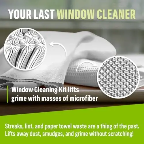 E-Cloth Window and Glass Cleaner Kit, Just Add Water - 1 Kit | Chemical-Free Cleaning - Reusable & Machine Washable Towel, Versatile Use for Mirrors, Cars, & Lenses, Recycled, Colorless - 5