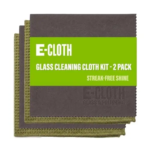 E-Cloth Window and Glass Cleaner Kit, Just Add Water - 2 Kits | Chemical-Free Cleaning - Reusable & Machine Washable Towel, Versatile Use for Mirrors, Cars, & Lenses, Dark Oak - 1
