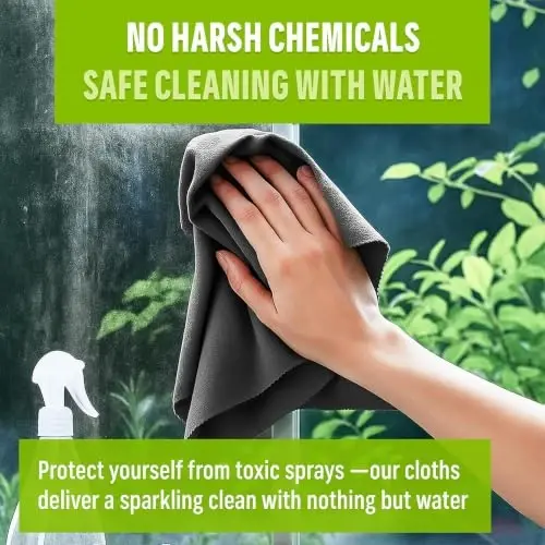 E-Cloth Window and Glass Cleaner Kit, Just Add Water - 2 Kits | Chemical-Free Cleaning - Reusable & Machine Washable Towel, Versatile Use for Mirrors, Cars, & Lenses, Gray - 3