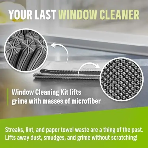 E-Cloth Window and Glass Cleaner Kit, Just Add Water - 2 Kits | Chemical-Free Cleaning - Reusable & Machine Washable Towel, Versatile Use for Mirrors, Cars, & Lenses, Gray - 5