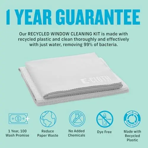 E-Cloth Window and Glass Cleaner Kit, Just Add Water - 2 Kits | Chemical-Free Cleaning - Reusable & Machine Washable Towel, Versatile Use for Mirrors, Cars, & Lenses, Recycled, Colorless - 4