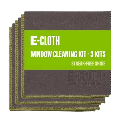 E-Cloth Window and Glass Cleaner Kit, Just Add Water - 3 Kits | Chemical-Free Cleaning - Reusable & Machine Washable Towel, Versatile Use for Mirrors, Cars, & Lenses, Dark Oak - 1