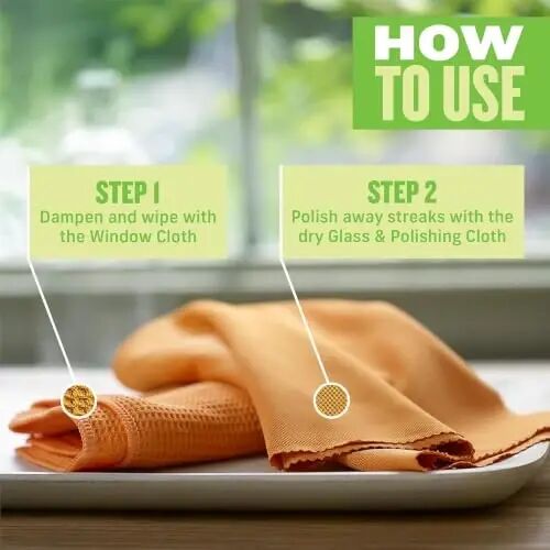 E-Cloth Window and Glass Cleaner Kit, Just Add Water - 3 Kits | Chemical-Free Cleaning - Reusable & Machine Washable Towel, Versatile Use for Mirrors, Cars, & Lenses, Tangerine Orange - E-Cloth (1)