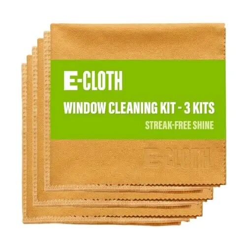 E-Cloth Window and Glass Cleaner Kit, Just Add Water - 3 Kits | Chemical-Free Cleaning - Reusable & Machine Washable Towel, Versatile Use for Mirrors, Cars, & Lenses, Tangerine Orange - 1