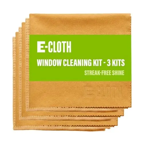 E-Cloth Window and Glass Cleaner Kit, Just Add Water - 3 Kits | Chemical-Free Cleaning - Reusable & Machine Washable Towel, Versatile Use for Mirrors, Cars, & Lenses, Tangerine Orange - 1
