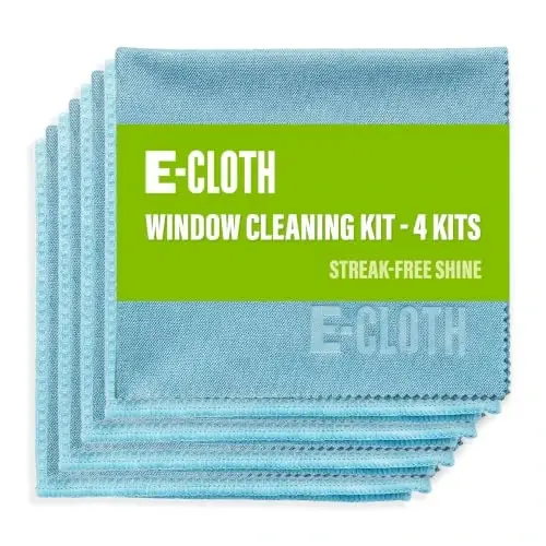 E-Cloth Window and Glass Cleaner Kit, Just Add Water - 4 Kits | Chemical-Free Cleaning - Reusable & Machine Washable Towel, Versatile Use for Mirrors, Cars, & Lenses, Alaskan Blue - 1