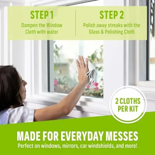 E-Cloth Window and Glass Cleaner Kit, Just Add Water - 4 Kits | Chemical-Free Cleaning - Reusable & Machine Washable Towel, Versatile Use for Mirrors, Cars, & Lenses, White - E-Cloth (1)