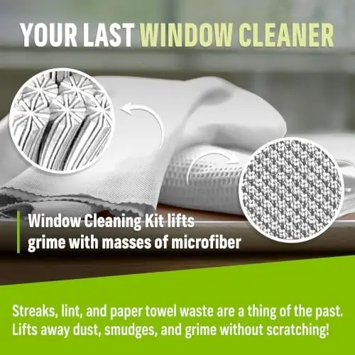 E-Cloth Window and Glass Cleaner Kit, Just Add Water - 4 Kits | Chemical-Free Cleaning - Reusable & Machine Washable Towel, Versatile Use for Mirrors, Cars, & Lenses, White - 5