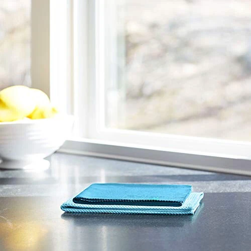 E-Cloth Window Cleaning Cloth - Window and Glass Cleaning Cloth, Shower Cleaning Cloth Kit, Glass Towels, Lint Free Towels, Microfiber Towel for Windows, Car Windshield, Mirrors - Alaskan Blue - 3