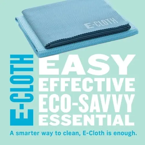 E-Cloth Window Cleaning Cloth - Window and Glass Cleaning Cloth, Shower Cleaning Cloth Kit, Glass Towels, Lint Free Towels, Microfiber Towel for Windows, Car Windshield, Mirrors - Alaskan Blue - 4