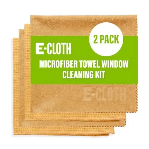 E-Cloth Window Cleaning Cloth - Window and Glass Cleaning Cloth, Streak-Free Windows with just Water, Microfiber Towel Cleaning Kit for Windows, Car Windshield, Mirrors - Tangerine Orange - 2pack - E-CLOTH