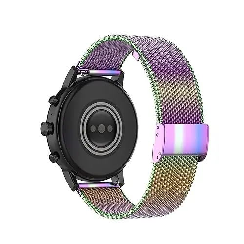 E ECSEM Metal Bands Compatible for TOZO S6/S5/S3 Women Men Stainless Steel Mesh Adjustable Watch Strap Replacement Wristband for TOZO S6 S5 S3 Smart Watch Accessories 
