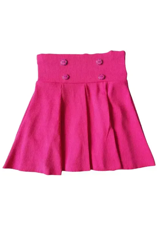 E Girl Child Pink Button Detailed Alya Fabric Mini Skirt 1111194-pink - 1