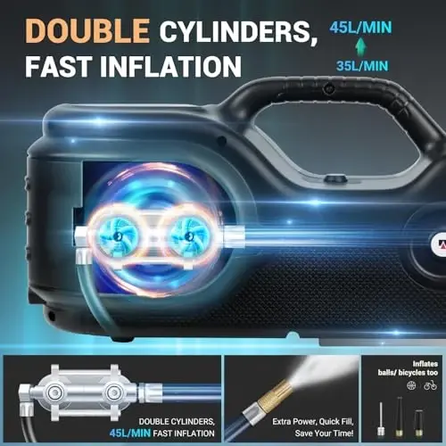 E-HEELP 5 Tonnalik 12V Elektr Avtomobil Domkrat To'plami Nasos, LCD va Gaykaskurvert bilan | Shinalarni tez almashtirish va yo'ldagi favqulodda vaziyatlar uchun ikki silindrli dizayn va sensorli boshqaruv - 4