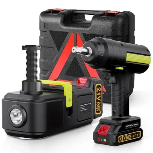 E-HEELP Cordless Electric Hydraulic Car Jack Kit 5 ton with Lithium Battery Includes Cordless Impact Wrench Rechargeable Touchscreen Jack All-in-One Portable Tool kit for Efficient Car Maintenance - 2