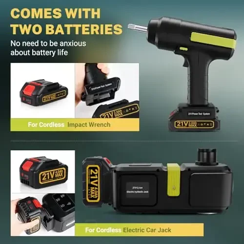 E-HEELP Cordless Electric Hydraulic Car Jack Kit 5 ton with Lithium Battery Includes Cordless Impact Wrench Rechargeable Touchscreen Jack All-in-One Portable Tool kit for Efficient Car Maintenance - E-HEELP (1)